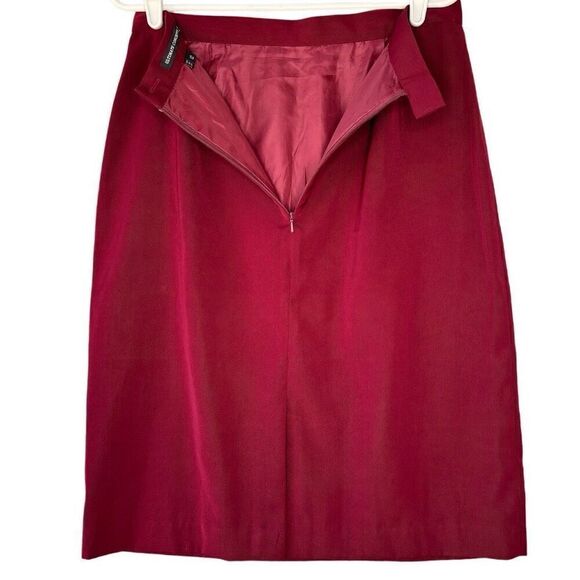 Maroon Red Wine One Button Pleater Blazer Pencil Skirt Suit Set Split Back Sz 12 - Picture 9 of 9